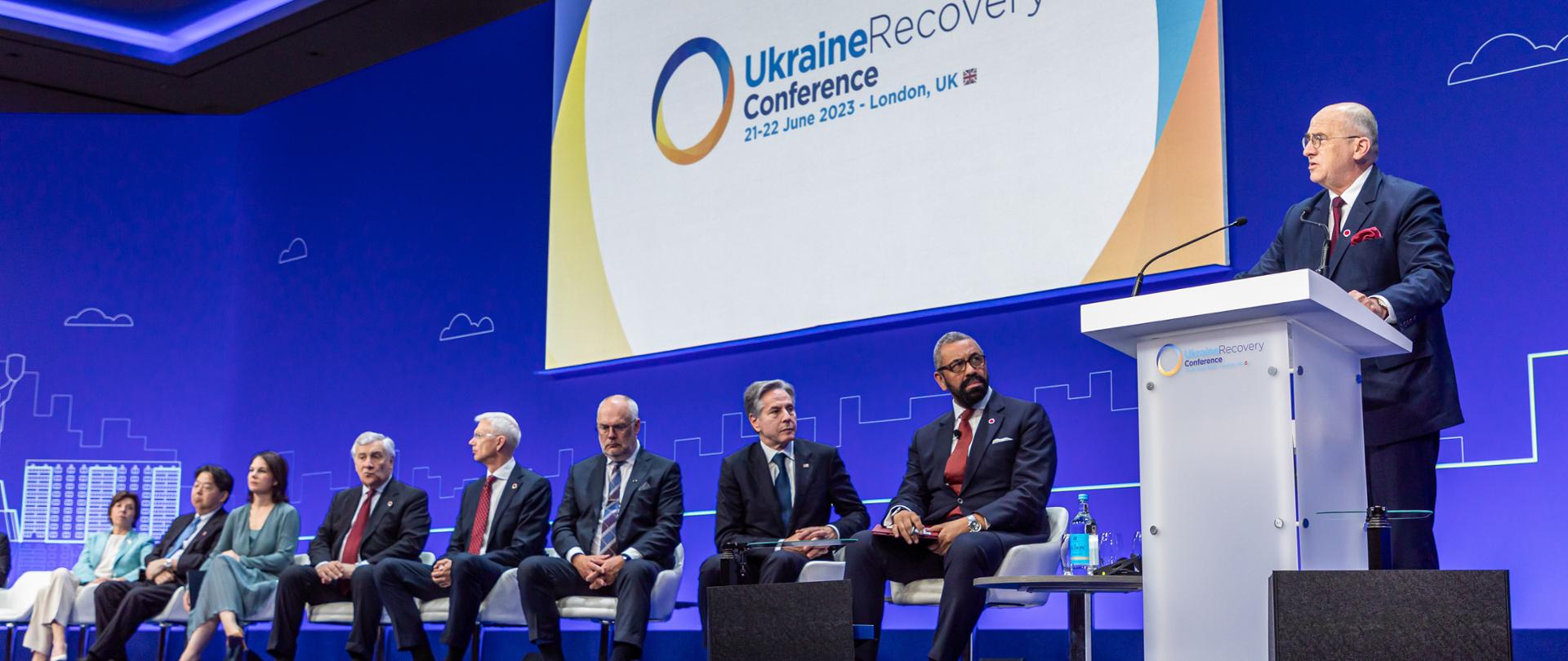 Minister Zbigniew Rau podczas konferencji „Ukraine Recovery Conference”