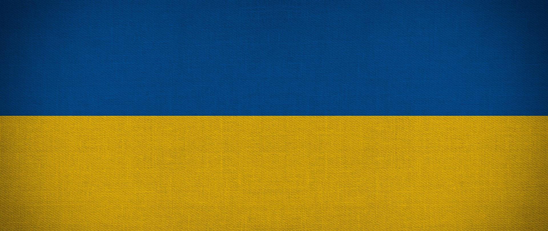 Flaga Ukrainy - na górze niebieska, na dole żółta.