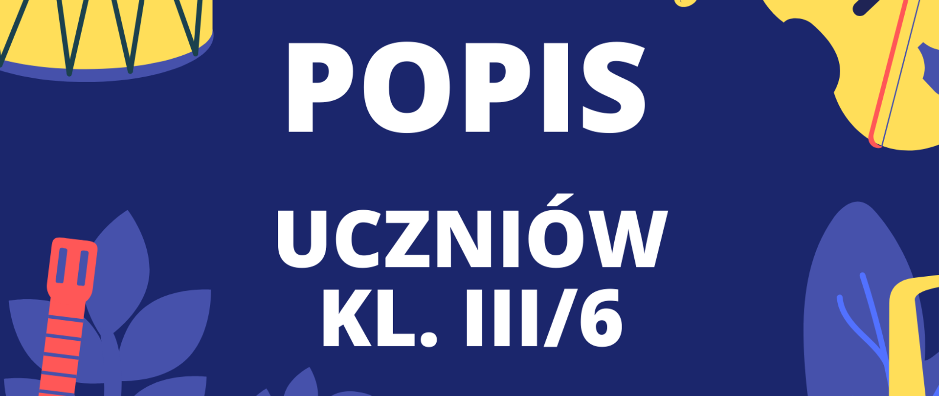 Plakat zawierający informacje o wydarzeniu - Popis uczniów klasy III c. 6 - letniego. Popis odbędzie się 14 grudnia 2022 r o godz. 16.30 w Sali Koncertowej szkoły. Na plakacie umiejscowione są grafiki instrumentów muzycznych pełniących rolę dekoracji. Dominują barwy biało-czarno-fioletowe. Na samej górze jest nagłówek informujący o roku jubileuszowym szkoły - 40 - leciu powstania placówki. 