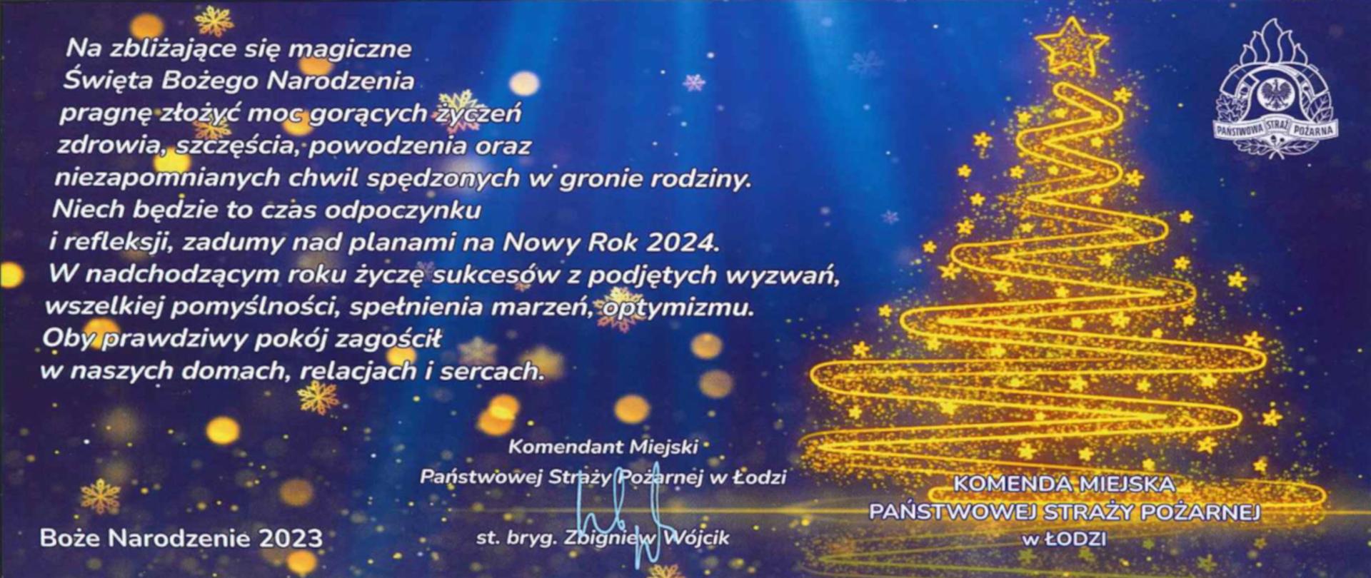 Grafika z życzeniami komendanta miejskiego PSP w Łodzi