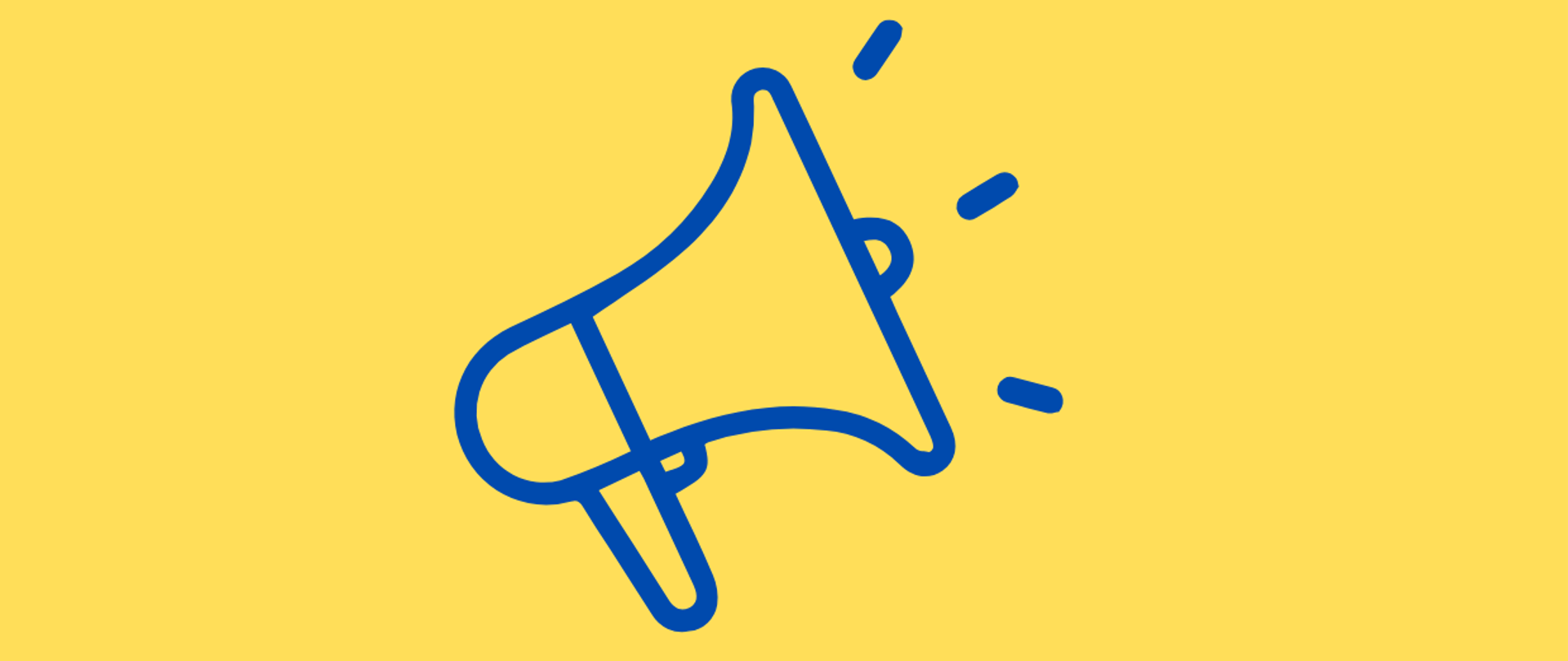 Niebieski megafon na żółtym tle
