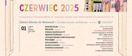 Na jasnobrązowym tle plakat w układzie kalendarza. Po lewej stronie daty poszczególnych koncertów obok soliści, po prawej program koncertu