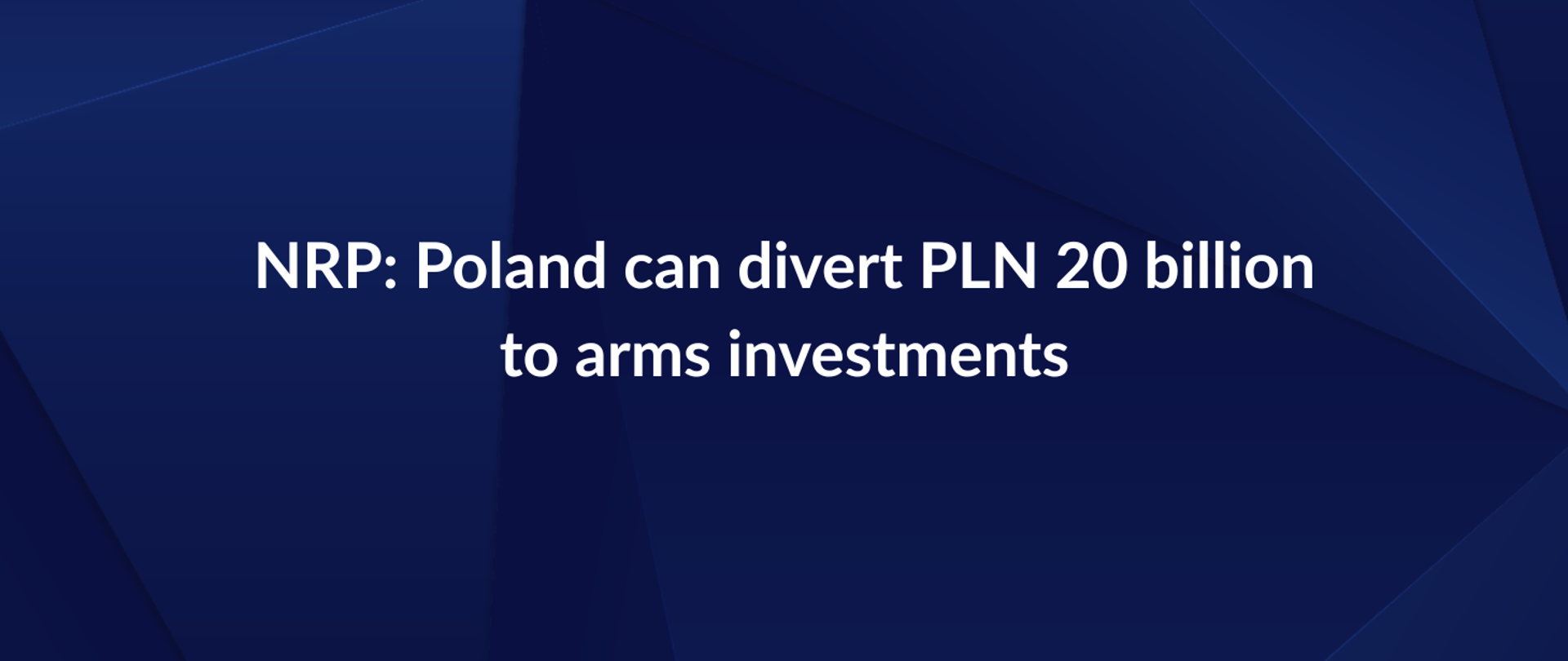 NRP: Poland can divert PLN 20 billion to arms investments