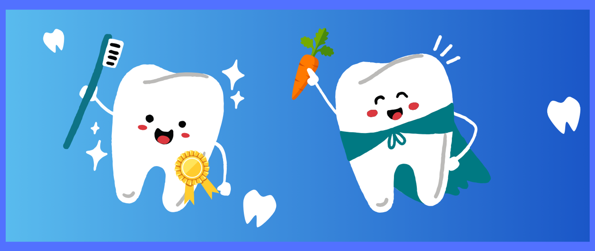 Na niebieskim tle postaci „ząbków”