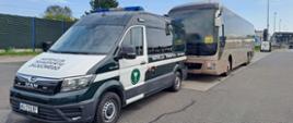 Miejsce kontroli autokaru zatrzymanego przez patrol małopolskiej Inspekcji Transportu Drogowego.