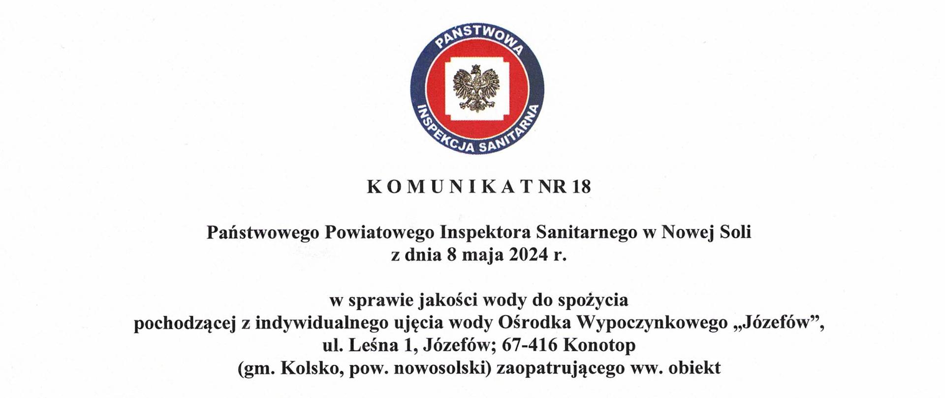 Komunikat nr 18 warunkowa OW Józefów