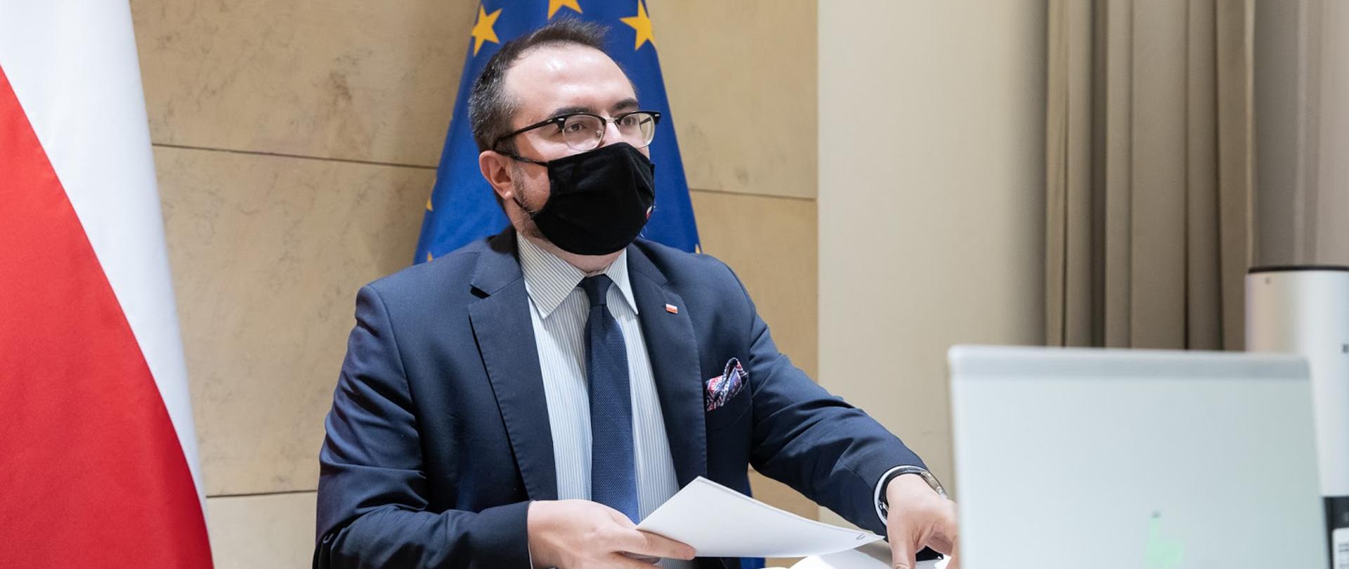 2020.12.17 Warszawa . Minister Pawel Jablonski . Wideokonfrencja . Rada Programowa Wspolpracy Rozwojowej .Fot. Tymon Markowski / MSZ