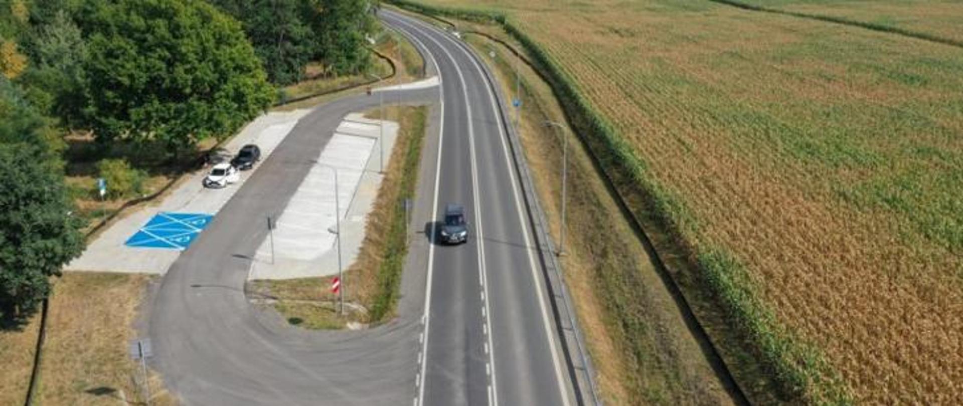 DK94 Pyskowice - Zabrze z lotu ptaka. Na zdjęciu widoczna droga wraz z zajazdem. 