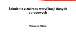 baner szkolenia z zakresu weryfikacji danych adresowych