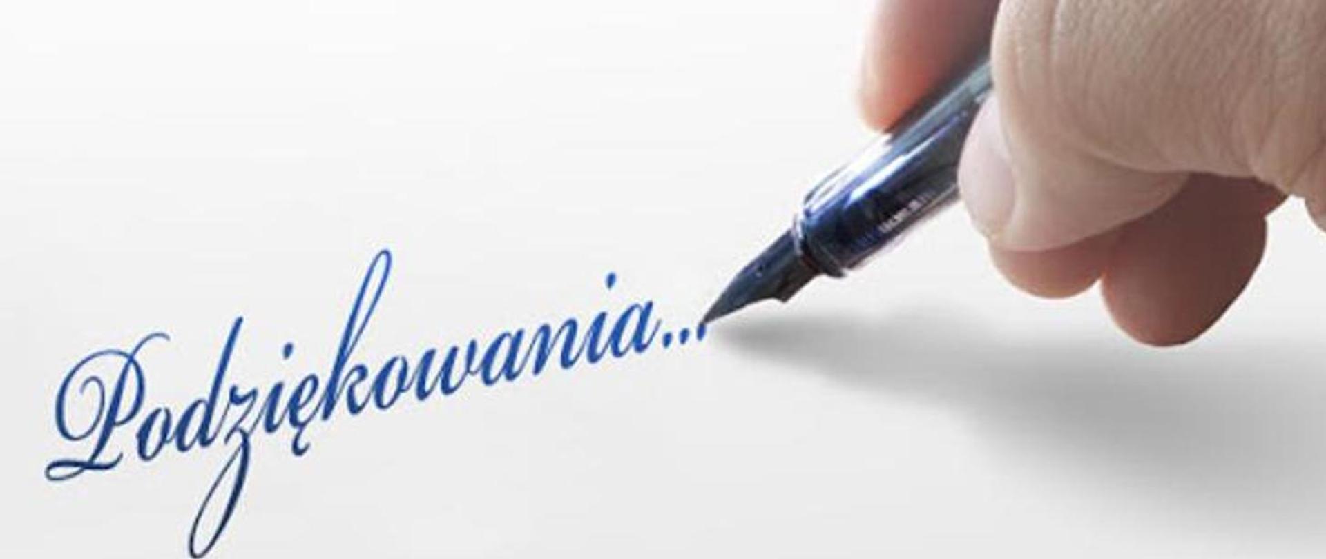 Napis podziękowania z piórem