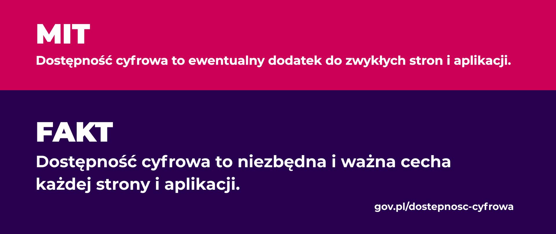  Mit - Dostępność cyfrowa to ewentualny dodatek do zwykłych stron i aplikacji. Fakt Dostępność cyfrowa to niezbędna i ważna cecha każdej strony i aplikacji.