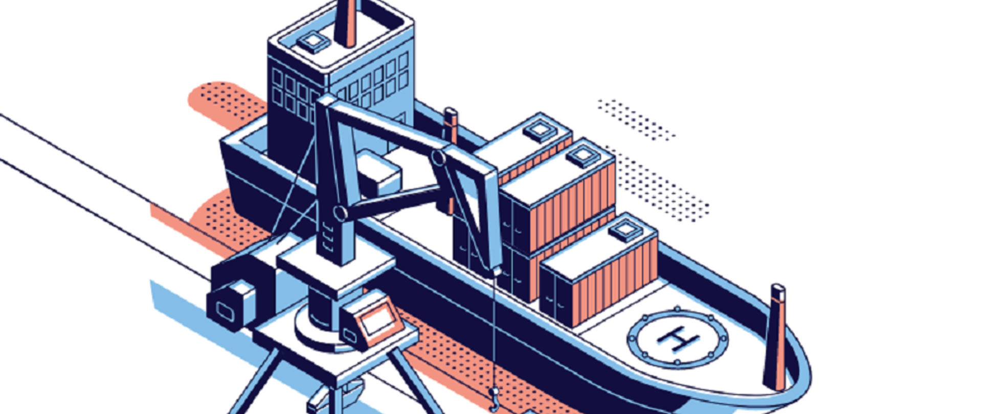 Grafika przedstawiająca statek i ładownię