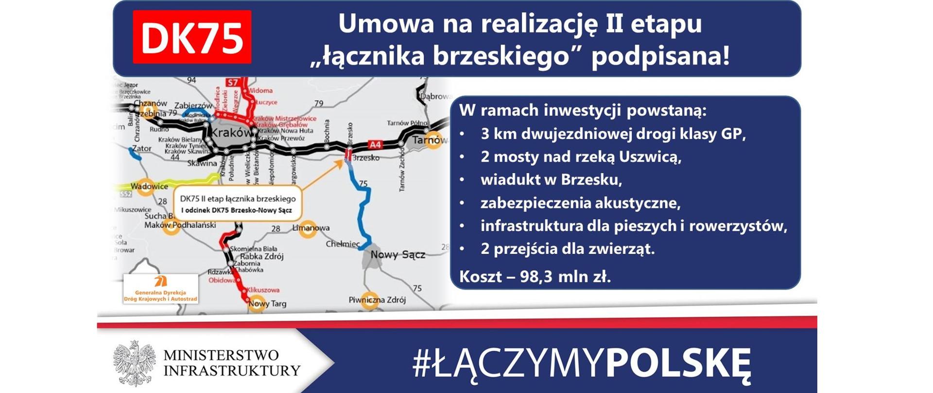 Powstanie dwujezdniowa obwodnica Brzeska - pierwszy etap Sądeczanki - infografika