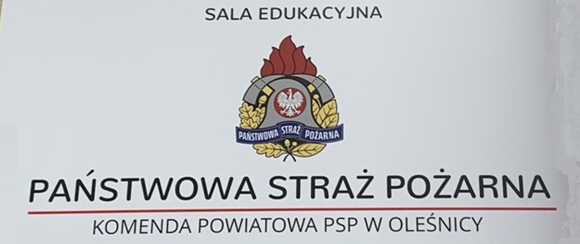 Sala edukacyjna ognik - tablica informacyjna. 