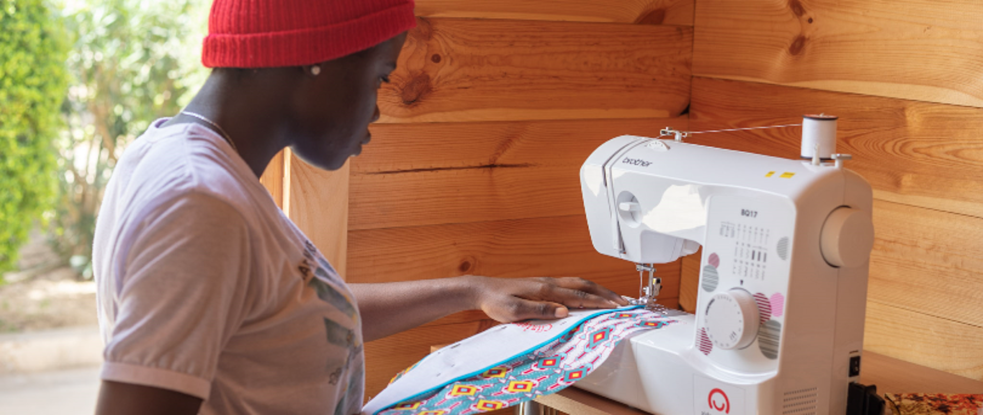 A girl sewing