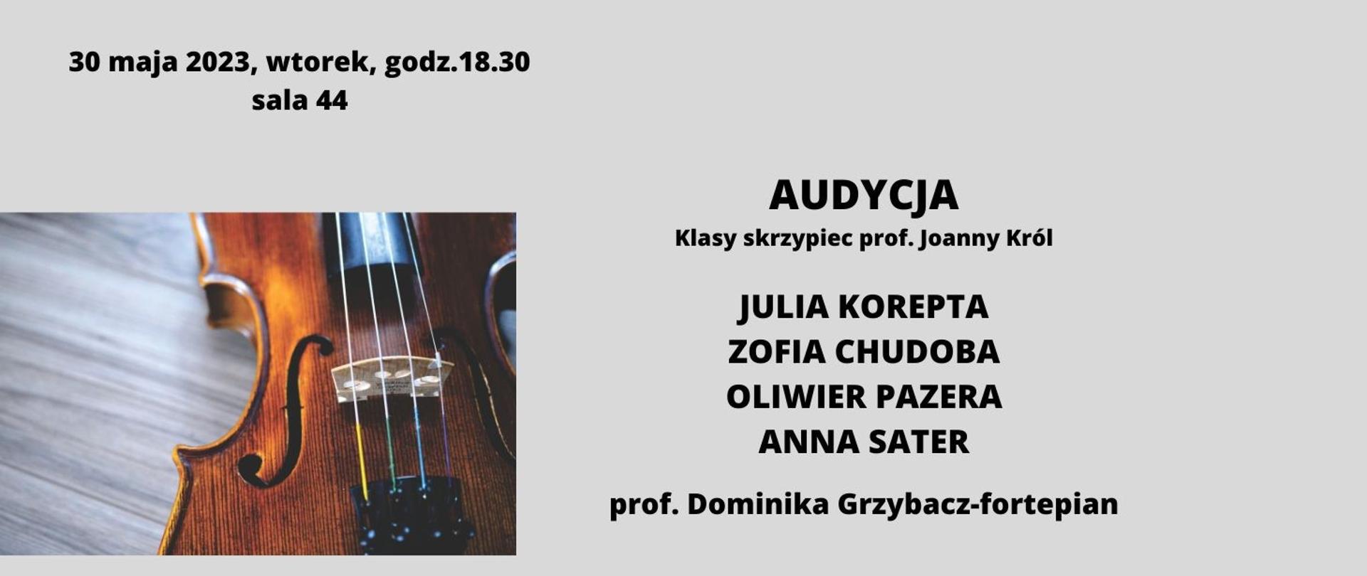 Audycja klasy skrzypiec prof.Joanna Król 30.05.2023 zdjęcie skrzypiec