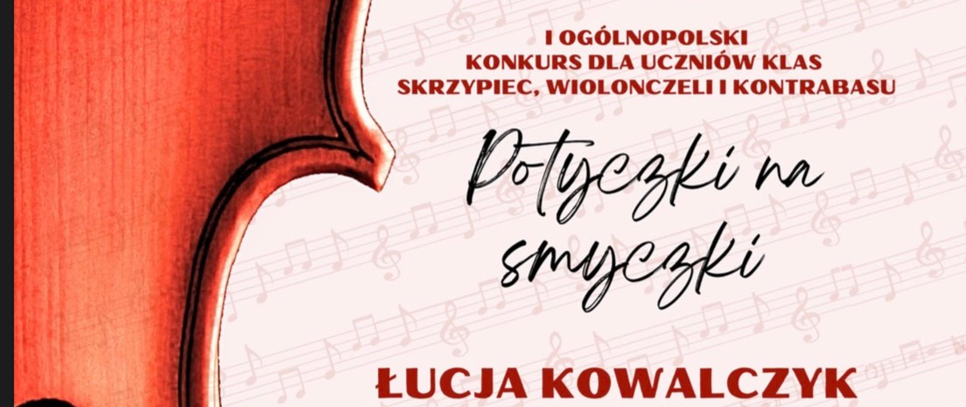 zarys wiolonczeli z prawej strony, jasne tło