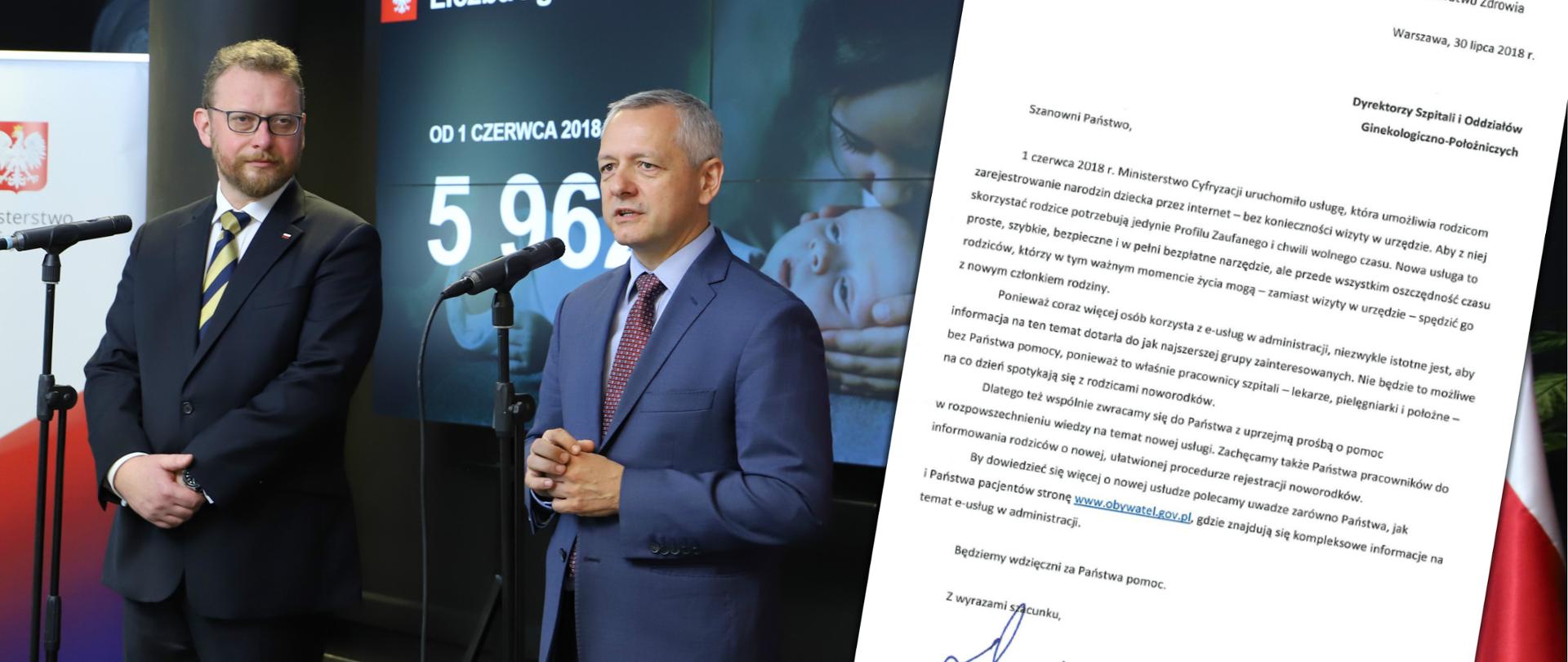 Minister zdrowia - Łukasz Szumowski i minister cyfryzacji - Marek Zagórski