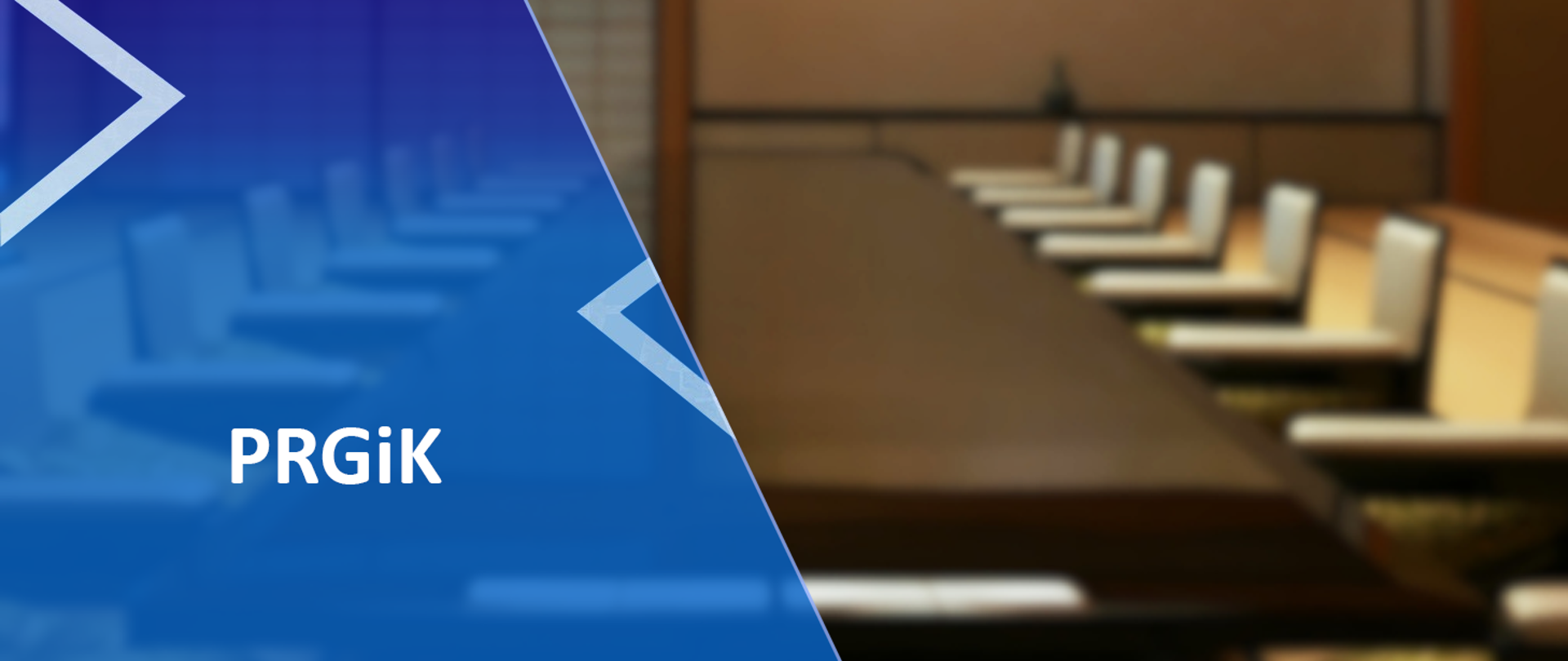 Po lewej stronie na niebieskim tle napis PRGiK - Państwowa Rada Geodezyjna i Kartograficzna