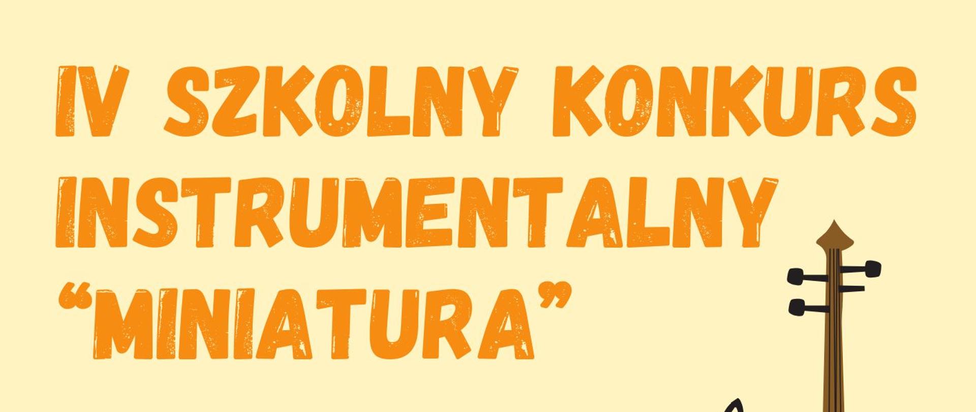 Kolorowa grafika z informacją o terminie szkolnego konkursu instrumentalnego miniatura
