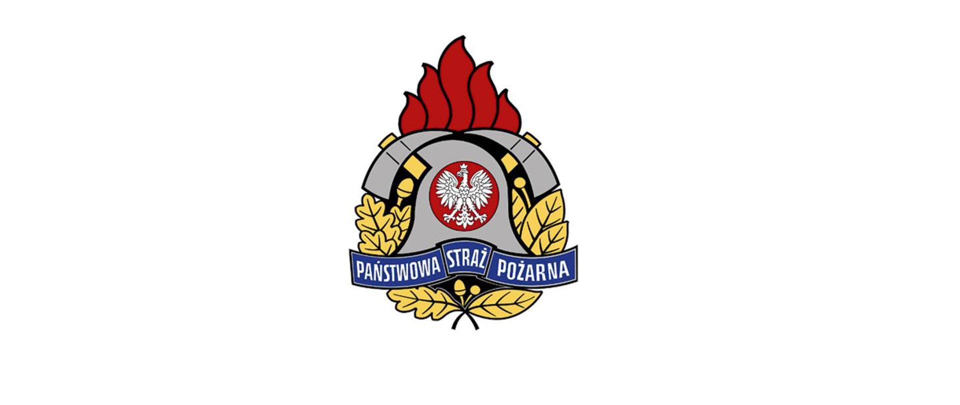 Logo Państwowej Straży Pożarnej na białym tle.