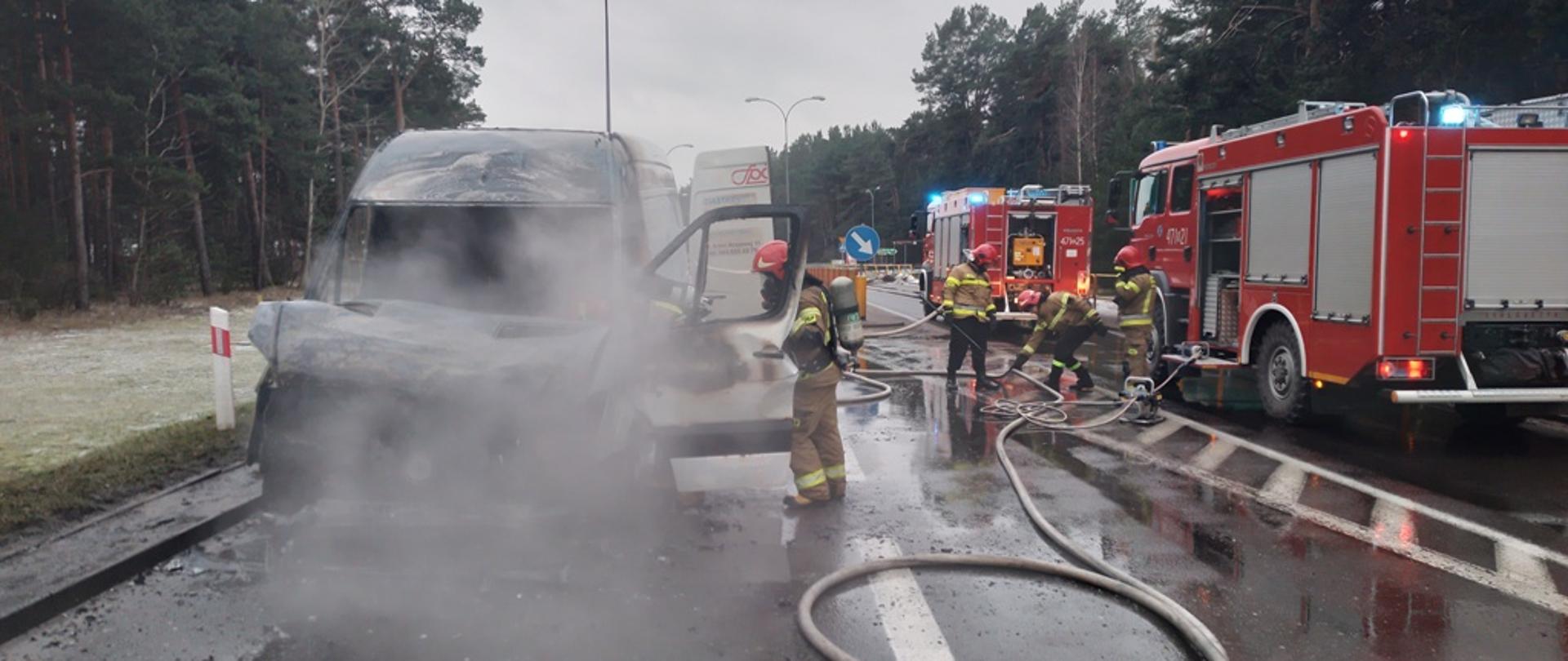 Pożar samochodu dostawczego Siemiatycze