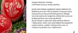 Życzenia od Szefa Służby Cywilnej - po lewej stronie kolorowe pisanki, w centralnej części tekst życzeń, w prawym górnym rogu logo 100-lecia służby cywilnej