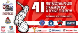 Baner promujący mistrzostwa Polski strażaków PSP w tenisie stołowym