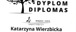 białe tło, kolorowe drzewo z nutami, fioletowy akcent Międzynarodowy Konkurs Instrumentalny, II edycja, dyplom, kategoria B, Katarzyna Wierzbicka, Puńsk 16-17 maja 2024