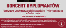 Na grafice informacje: Soliści: Matylda Bisping-Janiak, Dominik Cieśla, Julia Gala, Kacper Hołuj, Mateusz Jaskuła, Iga Kacprzak, Alicja Krasucka, Barbara Krupa, Nel Krzemińska-Turek, Alicja Stefańska, Amelia Stefańska, Krzysztof Wachowski, Dominika Wolińska. Orkiestra Kameralna PSM I i II stopnia im. F. Chopina w Sochaczewie pod batutą Zbigniewa Gracy. Przy fortepianie: Marta Guzik, Franciszek Jasionowski, Halina Staszak-Gut. Na górze plakatu data 17 czerwca 2026 r. godz. 17:30.