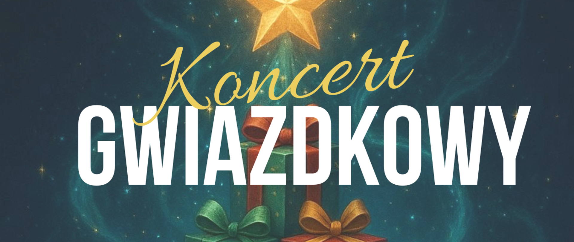 Plakat informujący o koncercie świątecznym w szkole muzycznej 17 grudnia 2025 o godz. 18.00