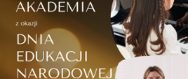 Plakat informuje o wydarzeniu muzycznym z okazji Dnia Edukacji Narodowej. Po prawej stronie umieszczono zdjęcia: dziewczynki grającej na fortepianie. Całość ma elegancki, ciepły i uroczysty charakter.