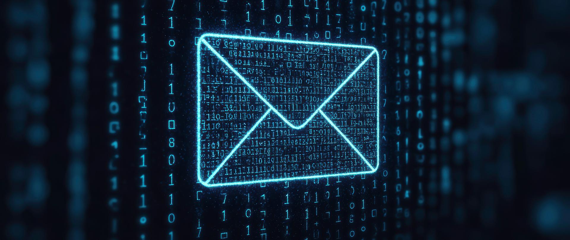 Koperta na tle kodu binarnego