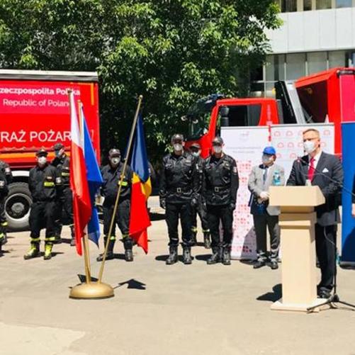 uroczystość przyjazdu konwoju humanitarnego dla Mołdawii