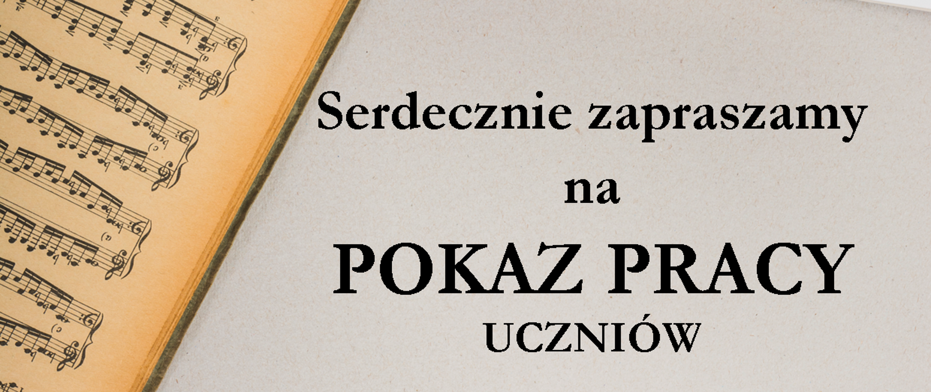 Na plakacie widać kartki z nutami w różnych kolorach oraz tekst.