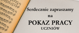 Na plakacie widać kartki z nutami w różnych kolorach oraz tekst.