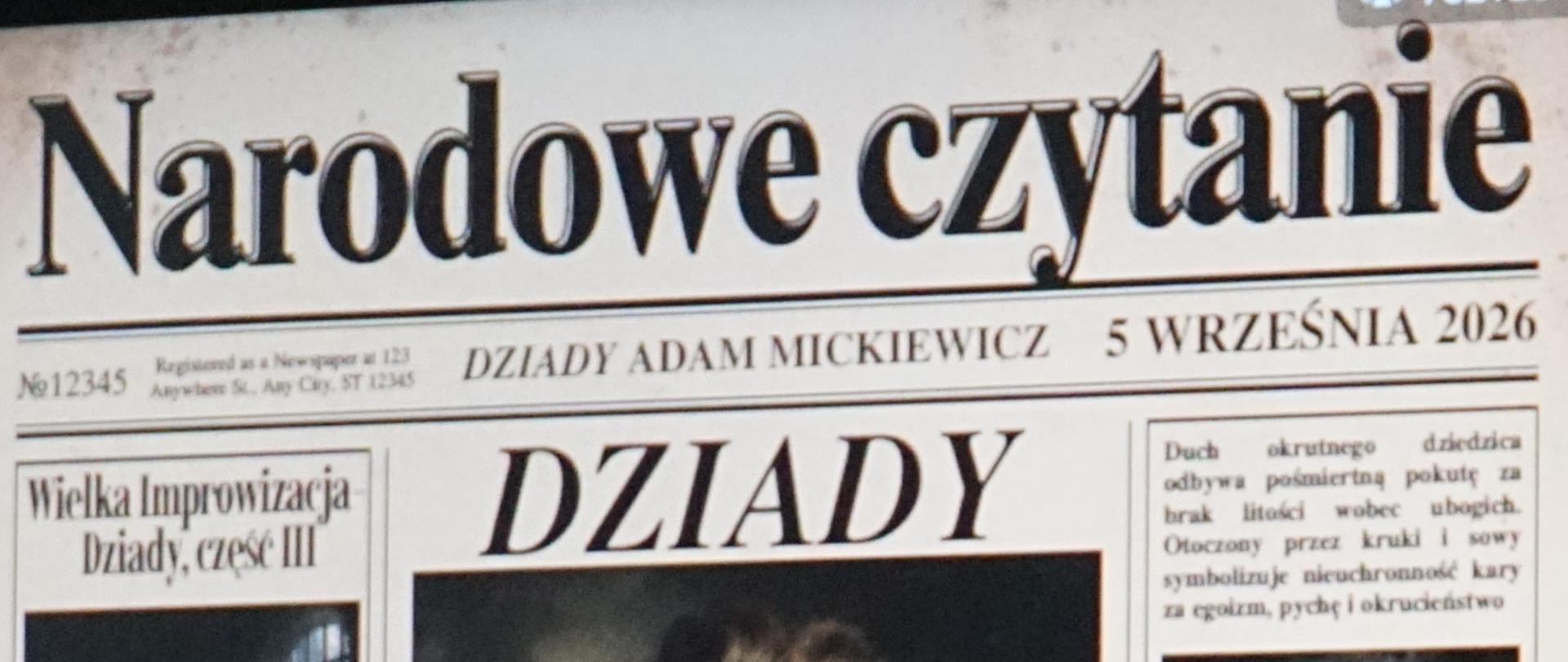 Plakat Narodowego czytania 2026