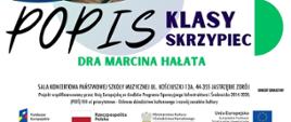 Plakat informacyjny dotyczący popisu klasy skrzypiec mgr Marcina Hałata odbywającego się w dniu 20.05.2025 o godz. 18.00.