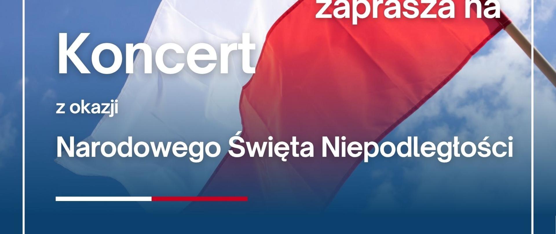 Plakat informacyjny o treści Państwowa Szkoła Muzyczna pierwszego stopnia im. Tadeusza Bairda w Iławie zaprasza na Koncert z okazji Narodowego Święta Niepodległości w dniu dwunastego listopada dwa tysiące dwudziestego piątego roku na godzinę siedemnasta do sali kameralnej szkoły przy ulicy Kościuszki osiemnaście w wykonaniu uczniów i zespołów szkoły muzycznej w kolorze białym na niebieskim tle z grafiką flagi polski 