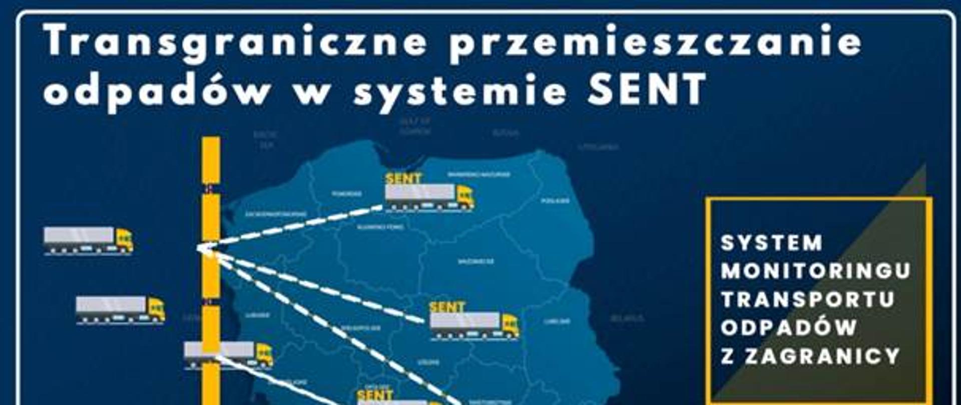 Rysunki ciężarówek na mapie Polski