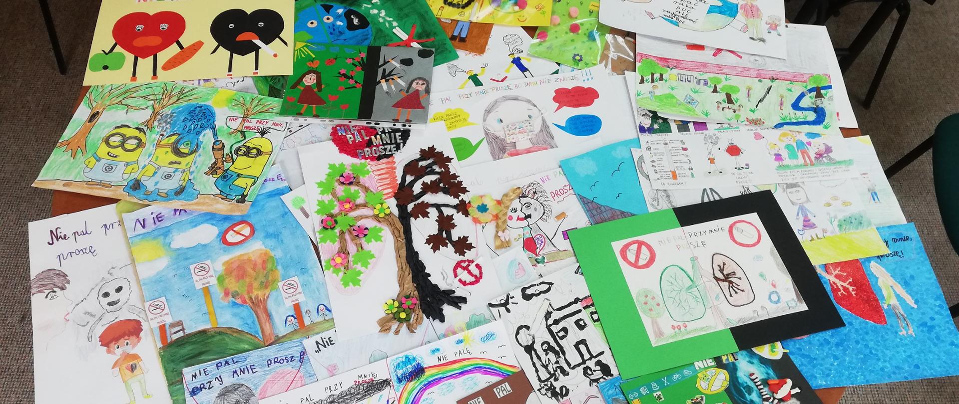 Prace plastyczne Powiatowego konkursu plastycznego z okazji Światowego Rzucania Palenia Tytoniu 2022