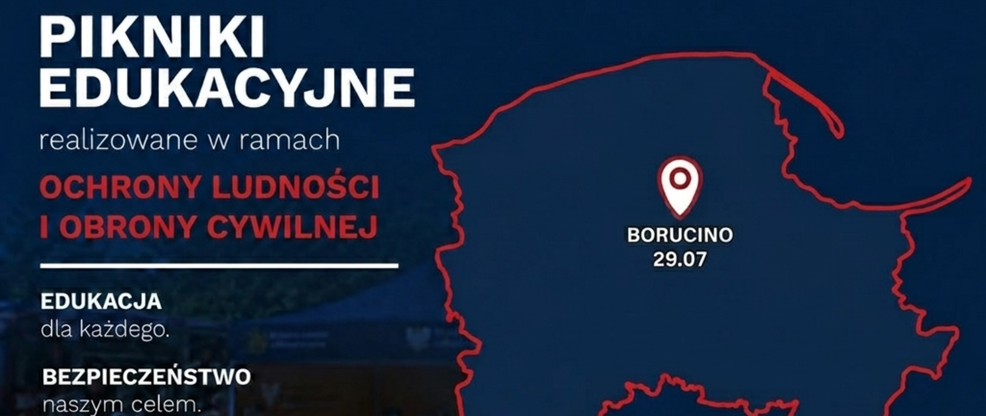 Plakat informujący o pikniku edukacyjnym w Borucinie