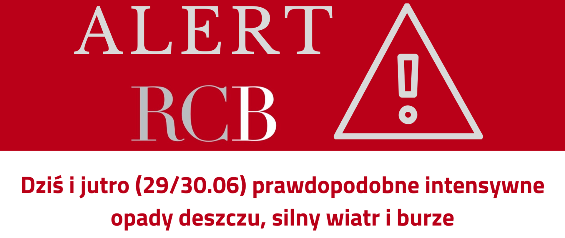 Grafika RCB: Nadchodzą burze - ALERT RCB