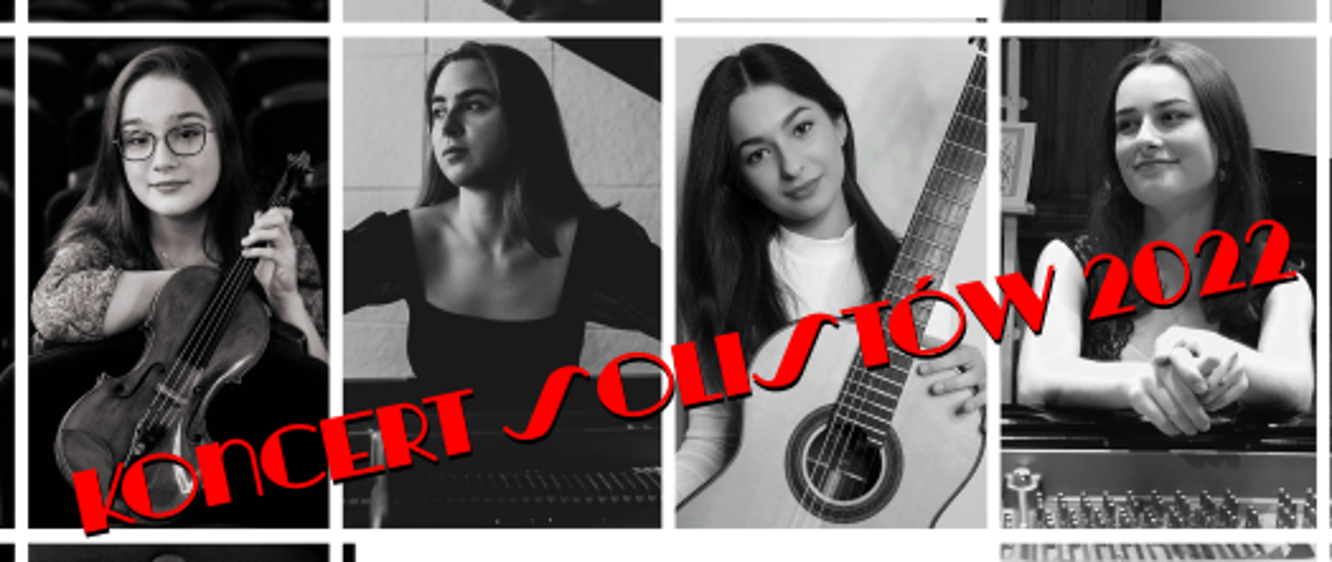Napis Koncert Solistów na tle zdjęć czterech solistek.