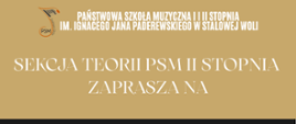 Plakat informujący o warsztatach kompozytorskich organizowanych przez Sekcję Teorii PSM II stopnia w Państwowej Szkole Muzycznej im. I. J. Paderewskiego w Stalowej Woli. Na plakacie znajduje się zdjęcie mężczyzny oraz tekst: „Warsztaty kompozytorskie prowadzone przez dr hab. Macieja Jabłońskiego, prof. Akademii Muzycznej im. Krzysztofa Pendereckiego w Krakowie, Szkoła Muzyczna I i II st. im. Bronisława Rutkowskiego w Krakowie. 10 grudnia 2025, godz. 15:00, sala kameralna.