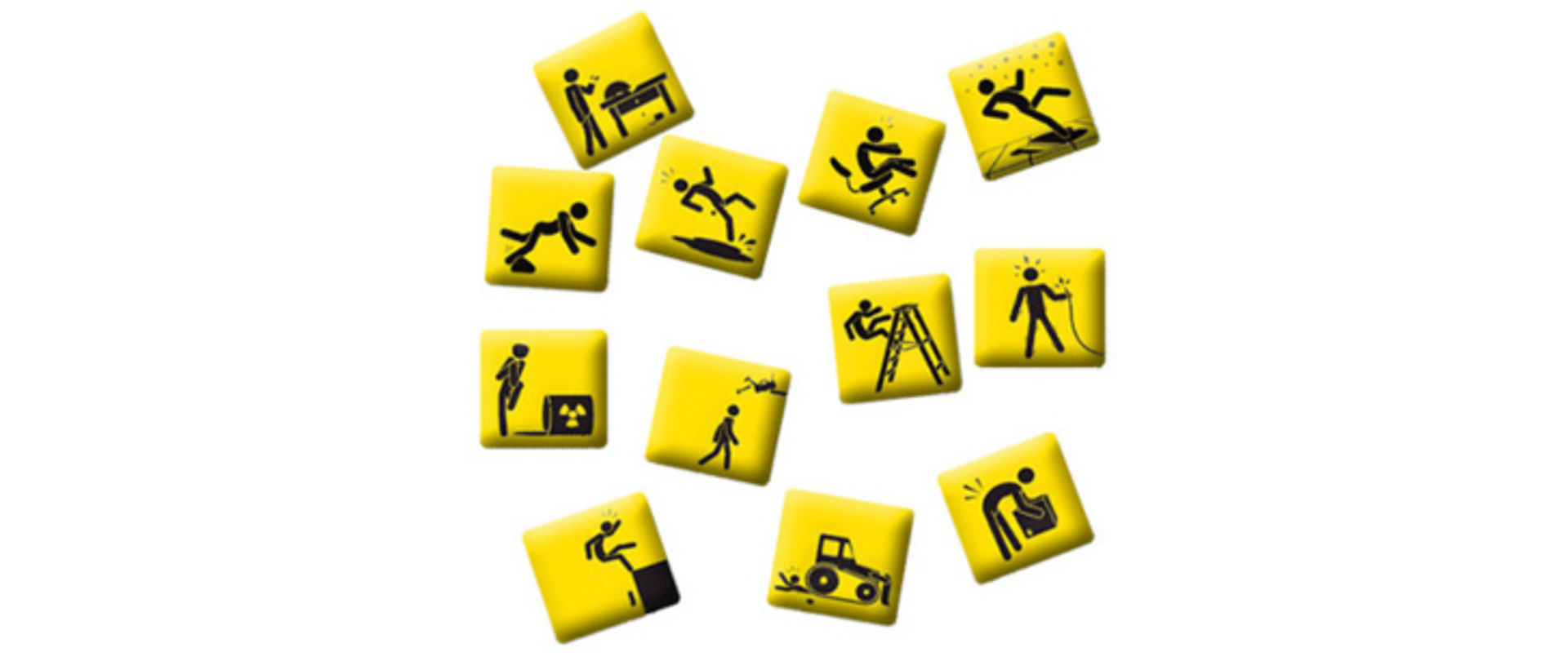 Puzle przedstawiające kształty postaci obrazujące wypadki przy pracy