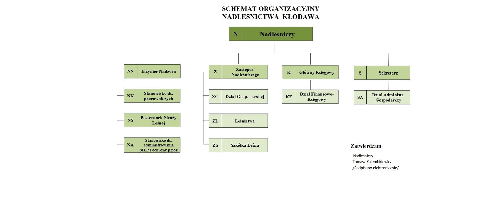 Schemat organizacyjny Nadleśnictwa Kłodawa