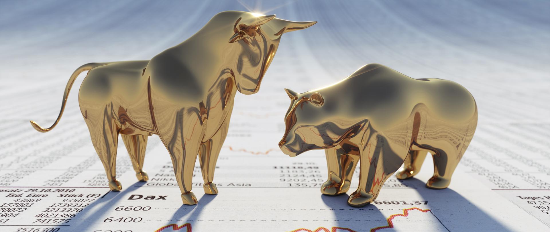 Złoty byk i niedźwiedź na cenach giełdowych