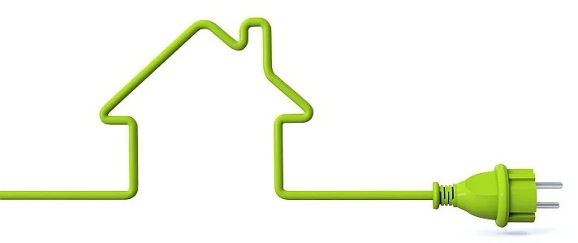 zielony kabel elektryczny, który tworzy dom