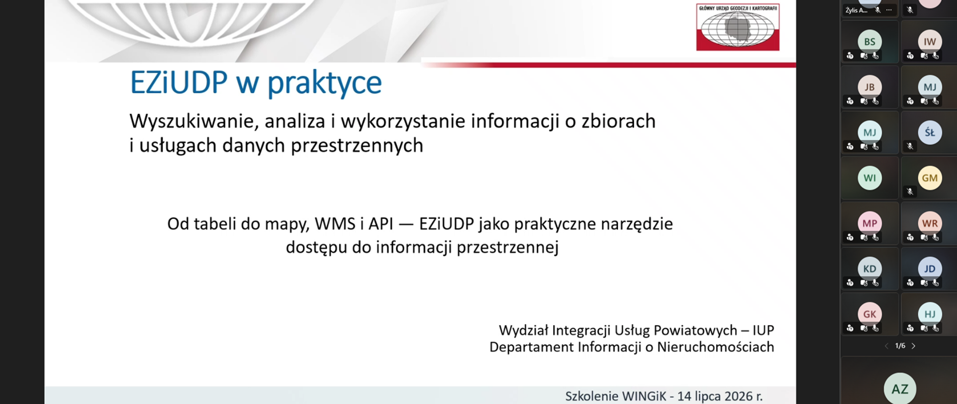 Zrzut ekranu z prezentacji podczas szkolenia